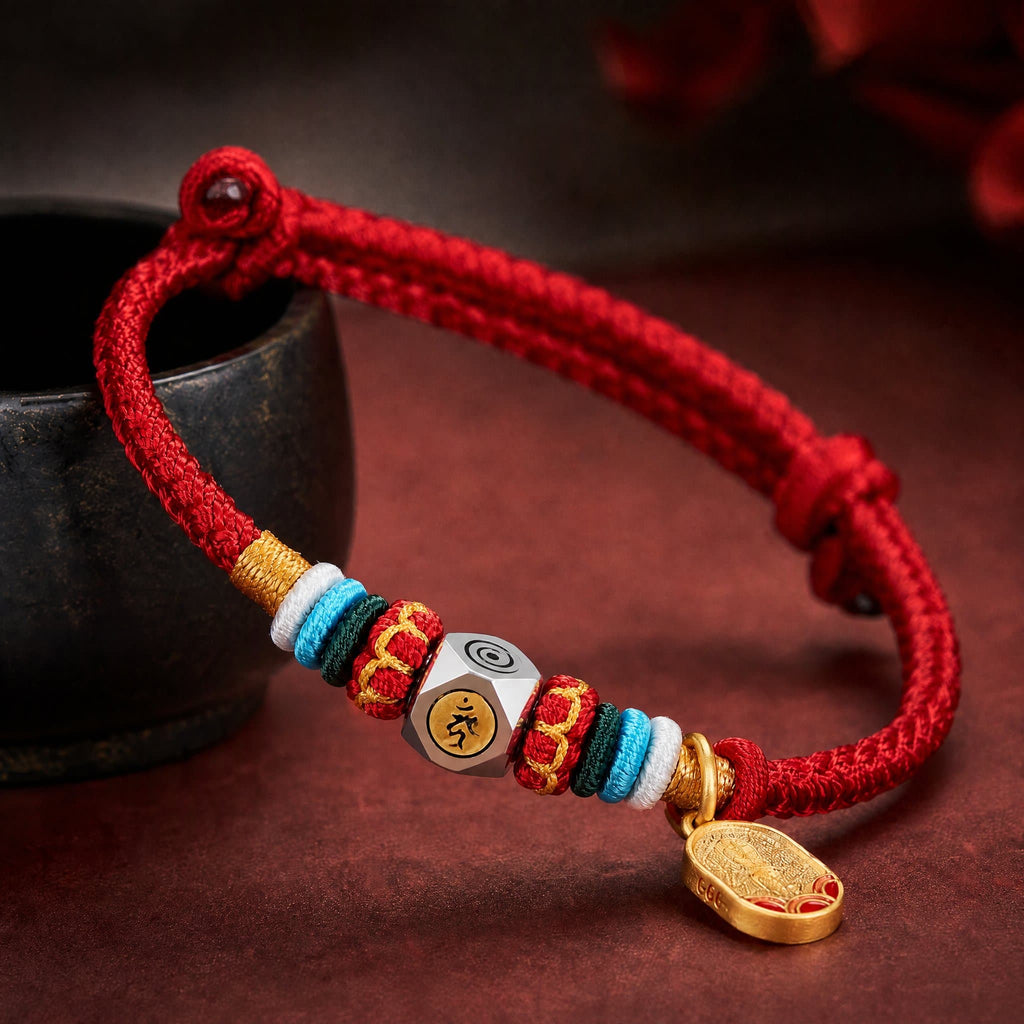 Red String Alloy Chinese Zodiac Guardian Wisdom Protection Braided Bracelet