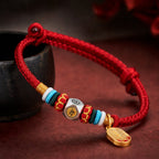 Red String Alloy Chinese Zodiac Guardian Wisdom Protection Braided Bracelet