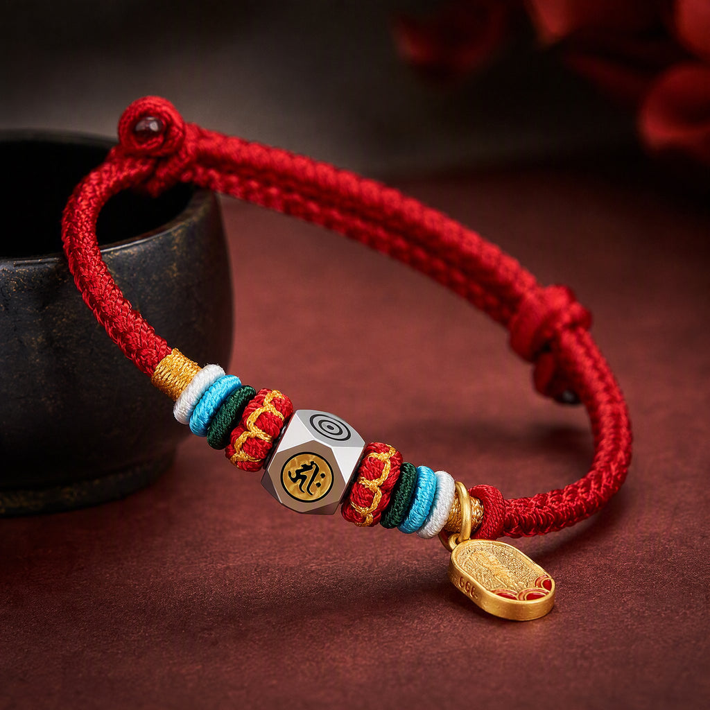 Red String Alloy Chinese Zodiac Guardian Wisdom Protection Braided Bracelet