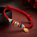 Red String Alloy Chinese Zodiac Guardian Wisdom Protection Braided Bracelet