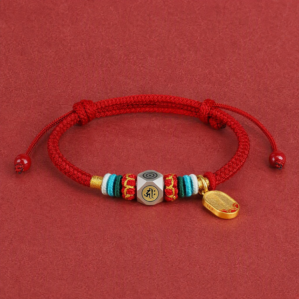 Red String Alloy Chinese Zodiac Guardian Wisdom Protection Braided Bracelet