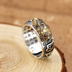 Copper Alloy Pixiu Heart Sutra Engraved Wealth Protection Adjustable Ring