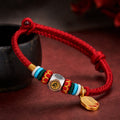 Red String Alloy Chinese Zodiac Guardian Wisdom Protection Braided Bracelet