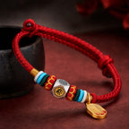 Red String Alloy Chinese Zodiac Guardian Wisdom Protection Braided Bracelet