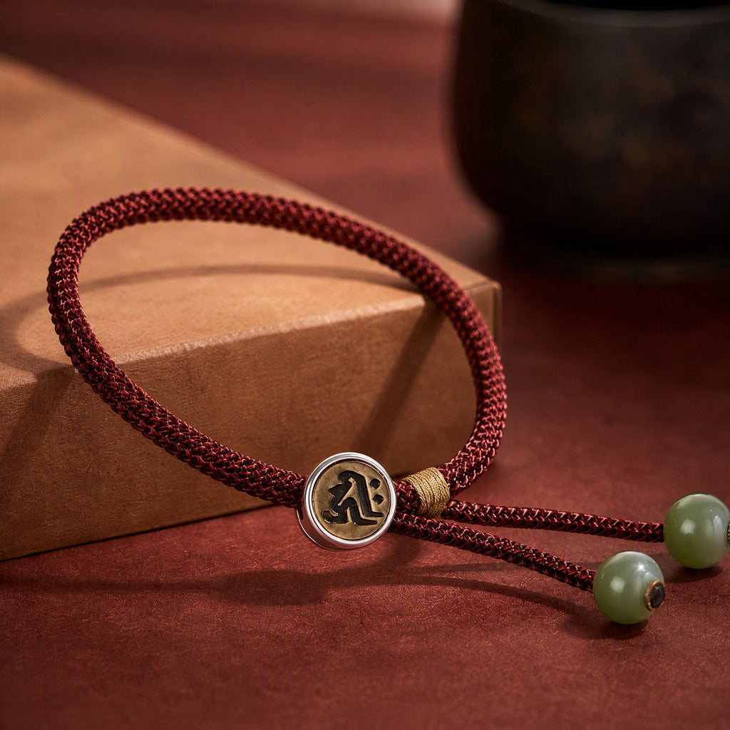 Red String Alloy Natal Buddha Button Chinese Zodiac Guardian Protection Braided Bracelet
