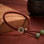 Red String Alloy Natal Buddha Button Chinese Zodiac Guardian Protection Braided Bracelet