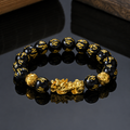 Natural Black Obsidian Pixiu Wealth Luck Protection Beads Bracelet