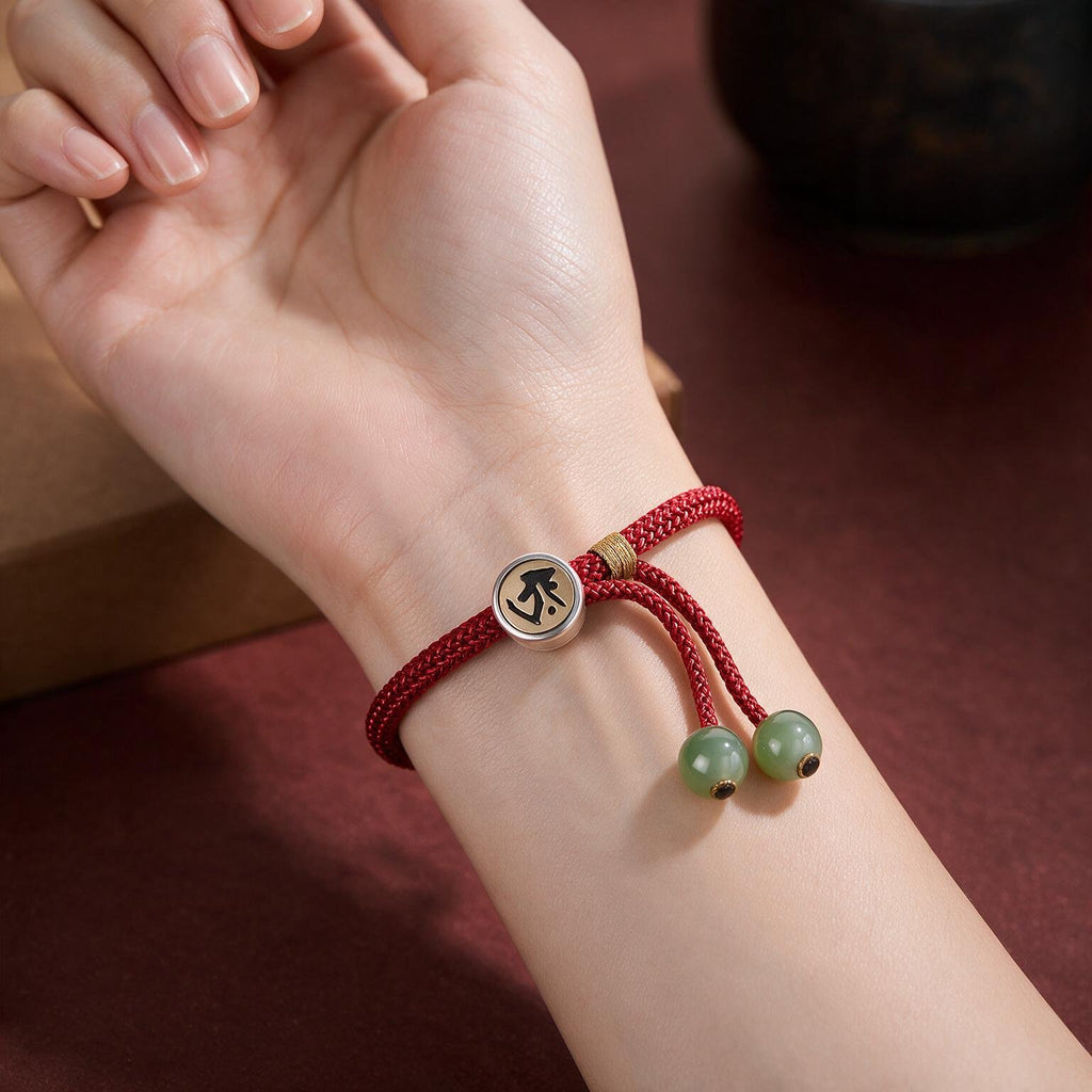 Red String Alloy Natal Buddha Button Chinese Zodiac Guardian Protection Braided Bracelet