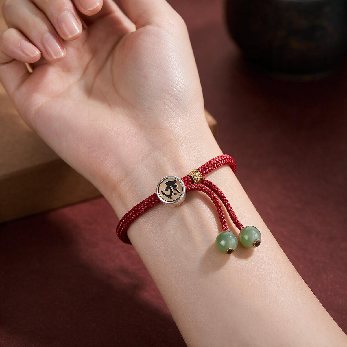Red String Alloy Natal Buddha Button Chinese Zodiac Guardian Protection Braided Bracelet