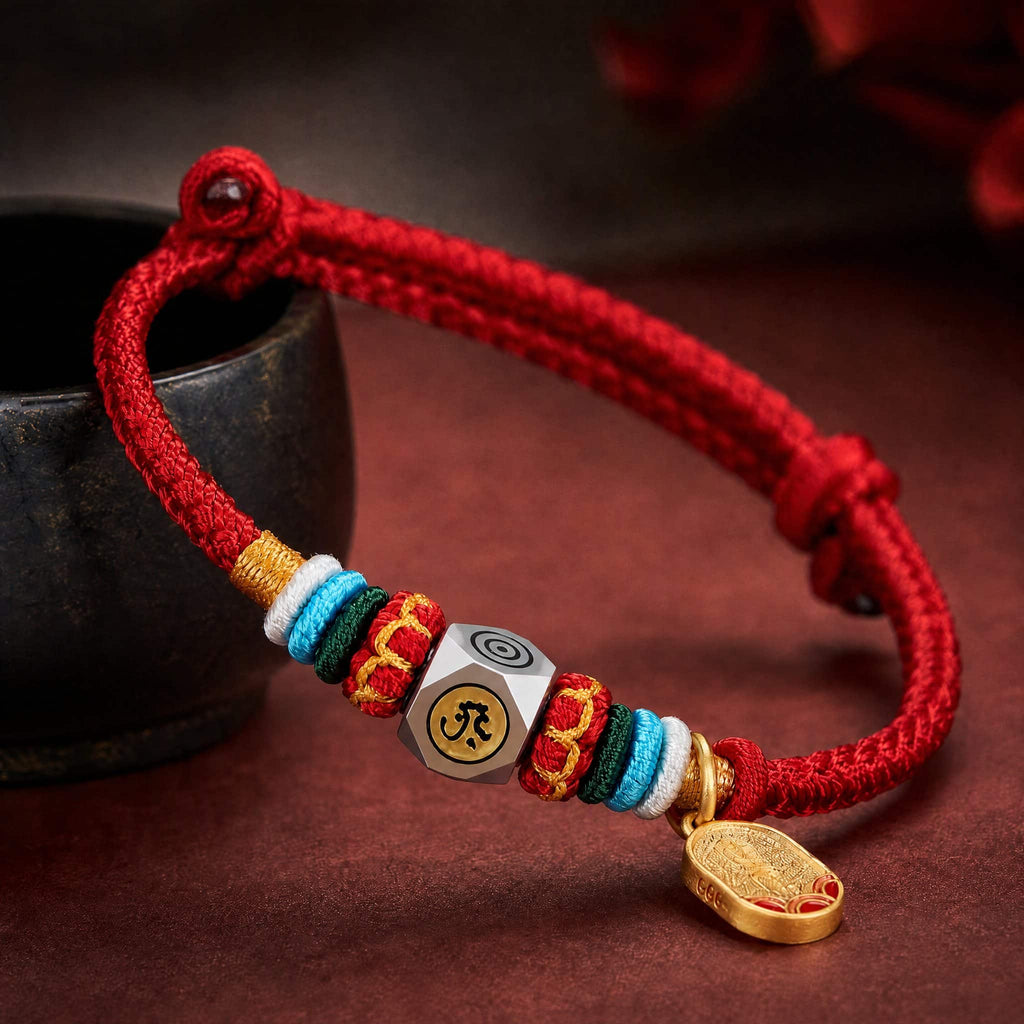 Red String Alloy Chinese Zodiac Guardian Wisdom Protection Braided Bracelet