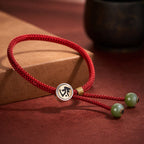 Red String Alloy Natal Buddha Button Chinese Zodiac Guardian Protection Braided Bracelet