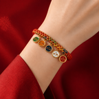 Red String Alloy Five Wealth Gods Prosperity Luck Protection Braided Bracelet