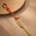 Golden Brass Five-Emperor Coins Red String Wealth Luck Protection Braided Bracelet