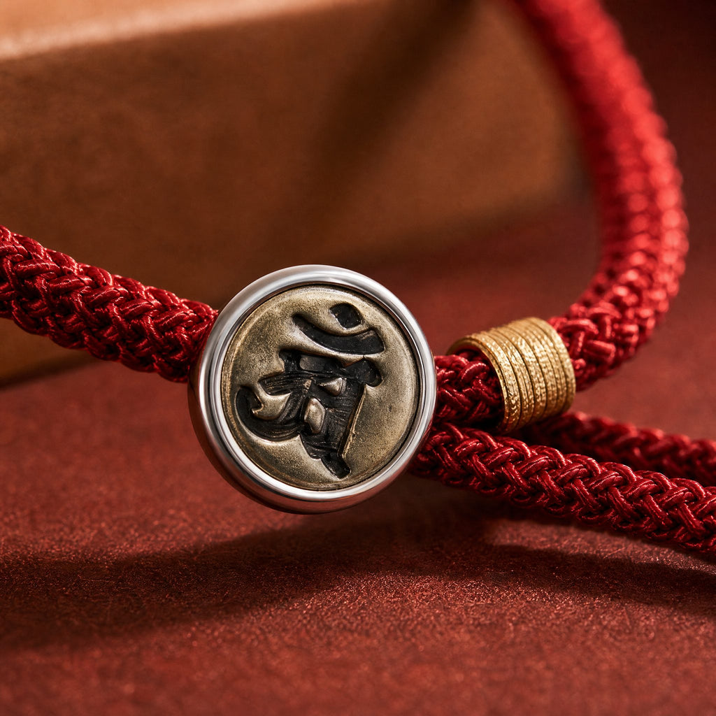 Red String Alloy Natal Buddha Button Chinese Zodiac Guardian Protection Braided Bracelet