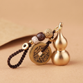 Golden Brass Five-Emperor Coins Gourd Fortune Luck Hanging Charm