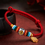 Red String Alloy Chinese Zodiac Guardian Wisdom Protection Braided Bracelet