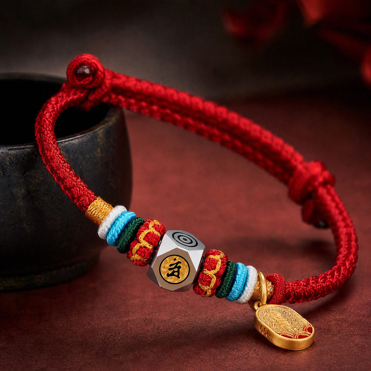 Red String Alloy Chinese Zodiac Guardian Wisdom Protection Braided Bracelet