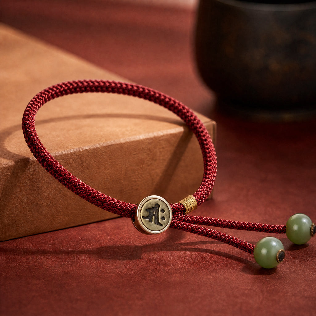 Red String Alloy Natal Buddha Button Chinese Zodiac Guardian Protection Braided Bracelet