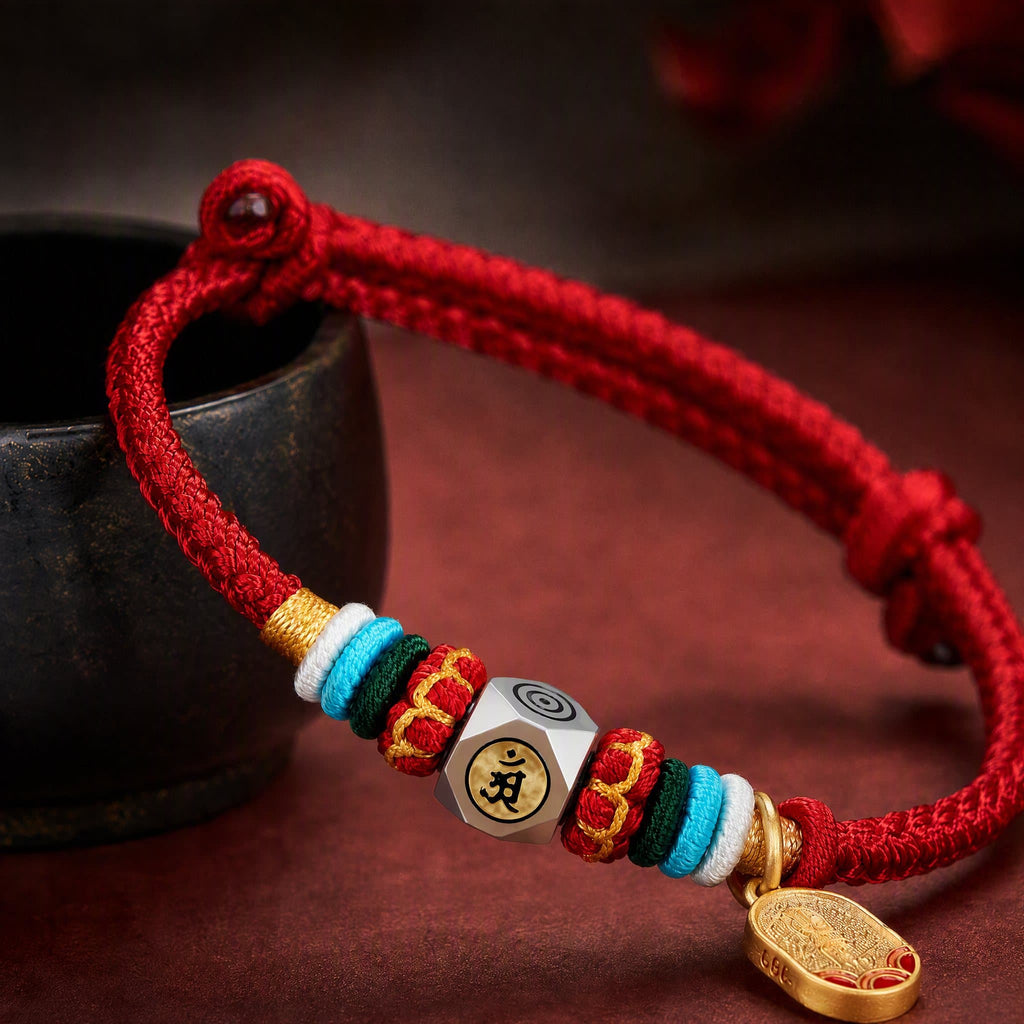 Red String Alloy Chinese Zodiac Guardian Wisdom Protection Braided Bracelet