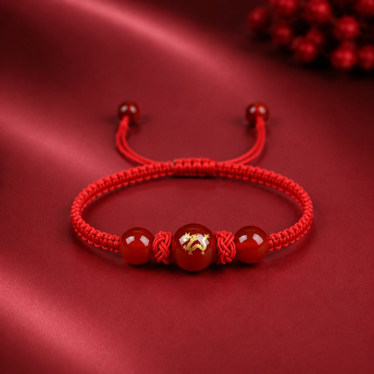 Red Agate Red String Glow-In-The-Dark Chinese Zodiac Blessing Braided Bracelet