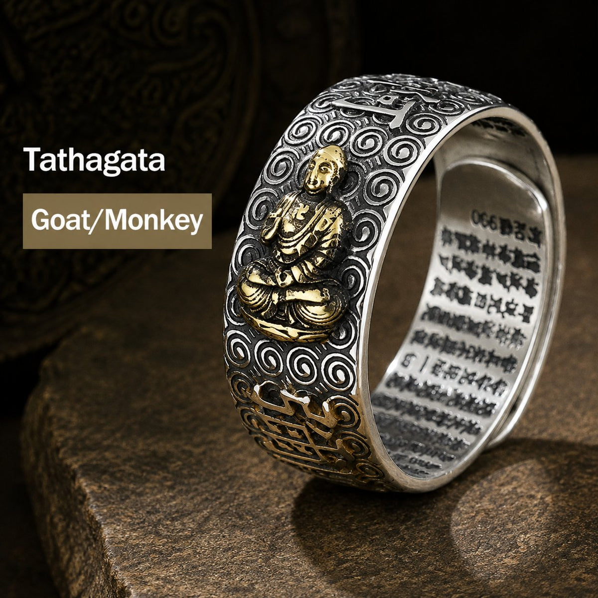 Chinese Zodiac Natal Buddha Blessing Protection Adjustable Ring