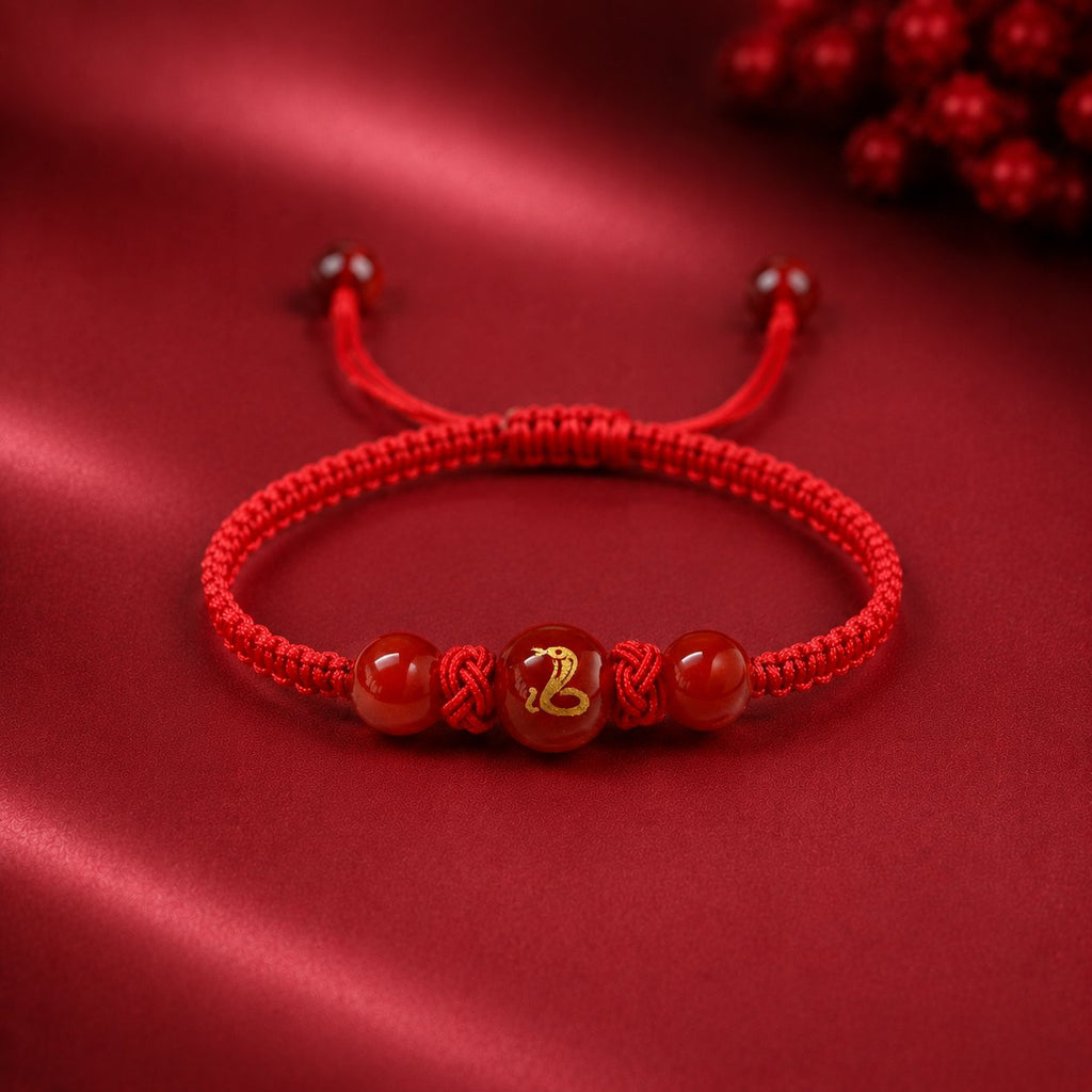 Red Agate Red String Glow-In-The-Dark Chinese Zodiac Blessing Braided Bracelet