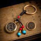 Golden Brass Chinese Zodiac Auspicious Symbol Blessing Keychain