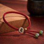 Red String Alloy Natal Buddha Button Chinese Zodiac Guardian Protection Braided Bracelet