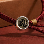 Red String Alloy Natal Buddha Button Chinese Zodiac Guardian Protection Braided Bracelet