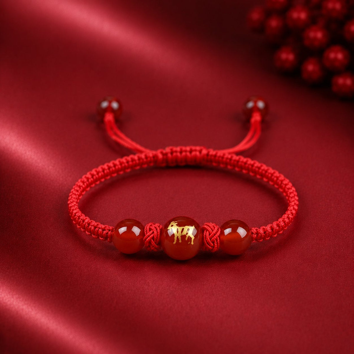 Red Agate Red String Glow-In-The-Dark Chinese Zodiac Blessing Braided Bracelet