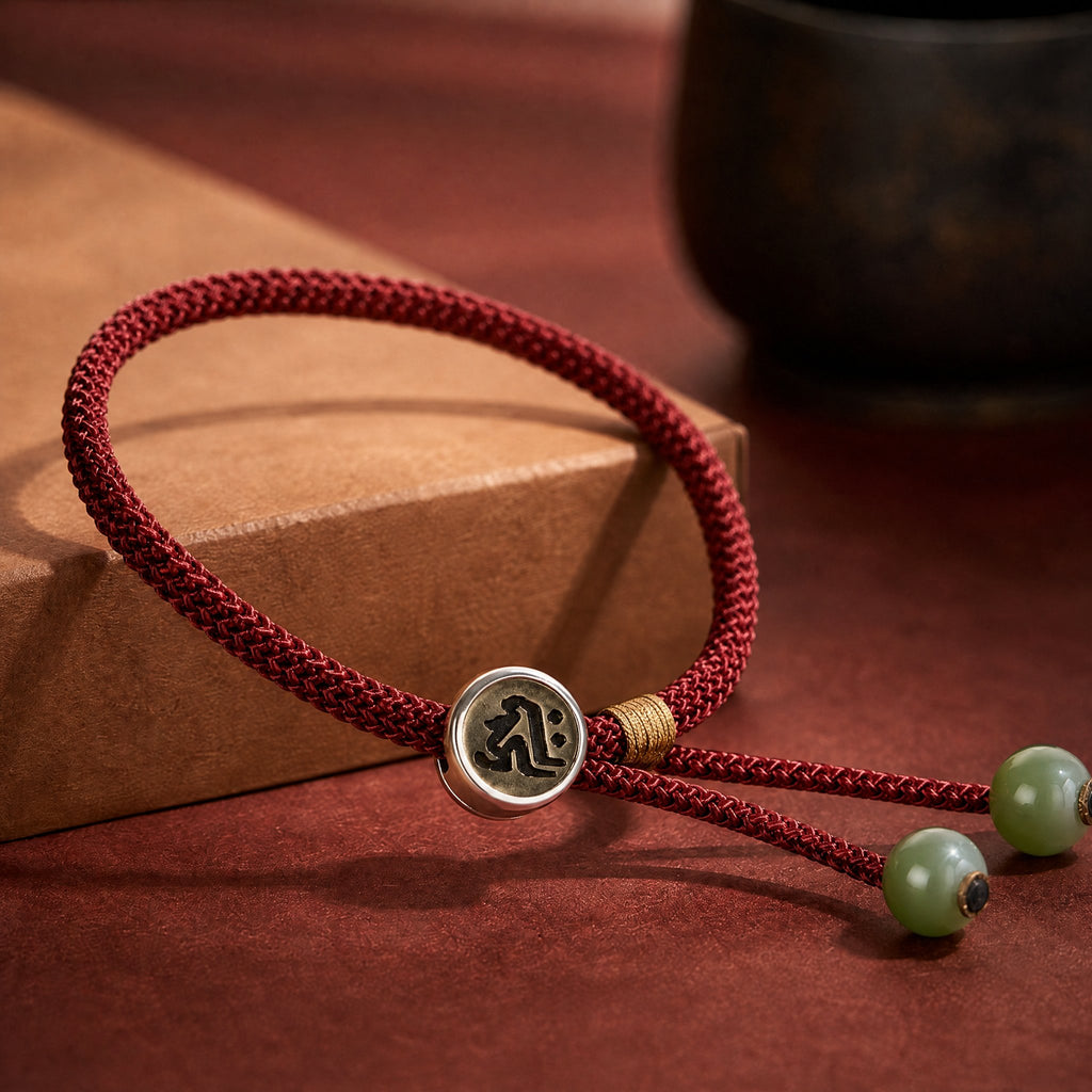 Red String Alloy Natal Buddha Button Chinese Zodiac Guardian Protection Braided Bracelet