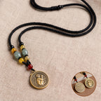 Golden Brass Chinese Zodiac Auspicious Symbol Blessing Pendant Necklace
