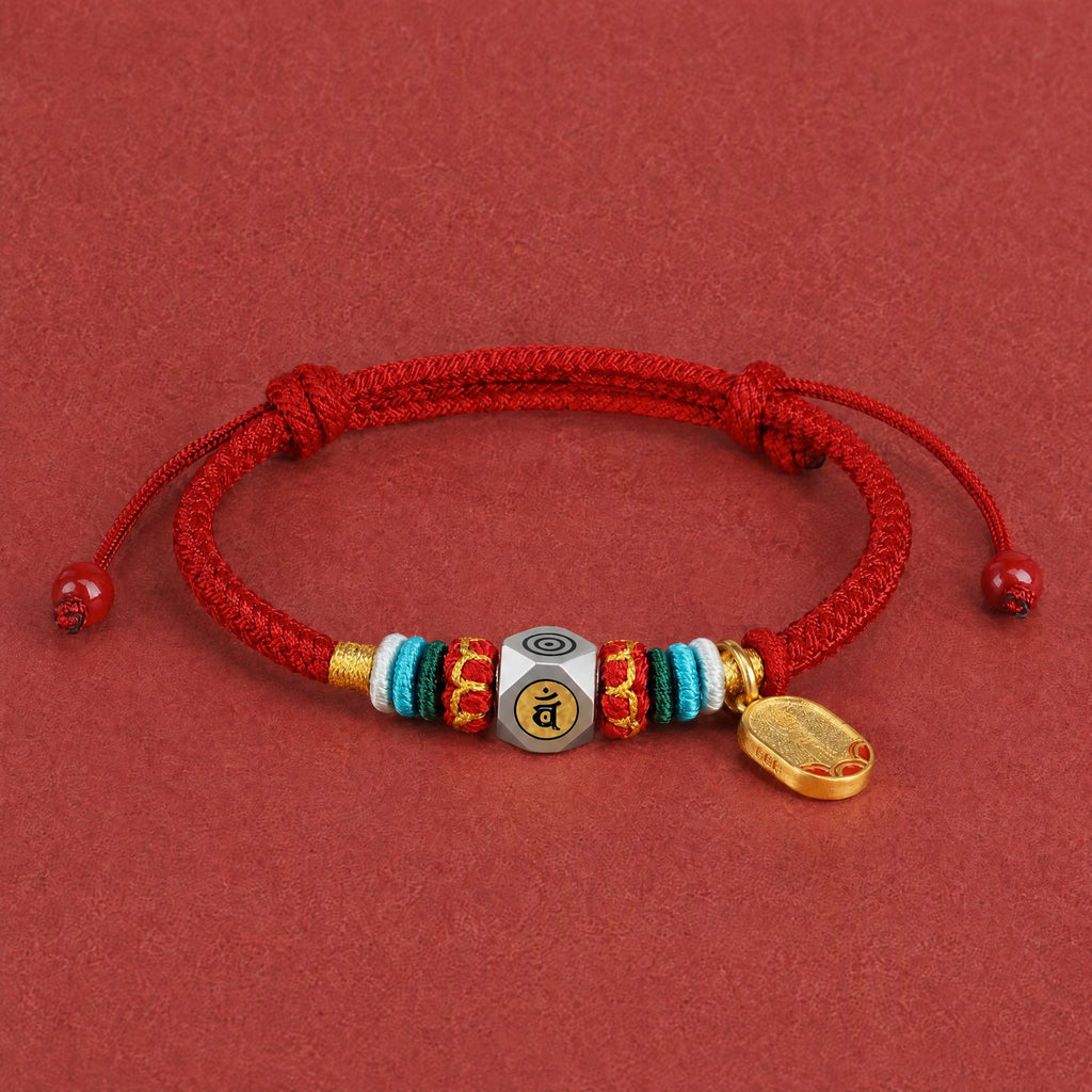 Red String Alloy Chinese Zodiac Guardian Wisdom Protection Braided Bracelet