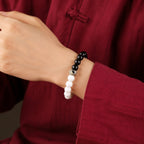 Natural Black Obsidian Yin Yang Harmony Balance Beads Bracelet
