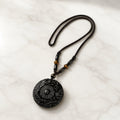 Natural Black Obsidian Bagua Feng Shui Pendant Necklace