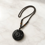 Natural Black Obsidian Bagua Feng Shui Pendant Necklace