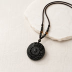 Natural Black Obsidian Bagua Feng Shui Pendant Necklace