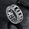 Silver Titanium Steel Bagua Spinner Stress Relief Balance Protection Ring