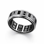 Silver Titanium Steel Bagua Spinner Stress Relief Balance Protection Ring