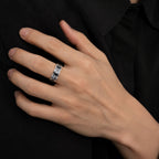 Silver Titanium Steel Bagua Spinner Stress Relief Balance Protection Ring