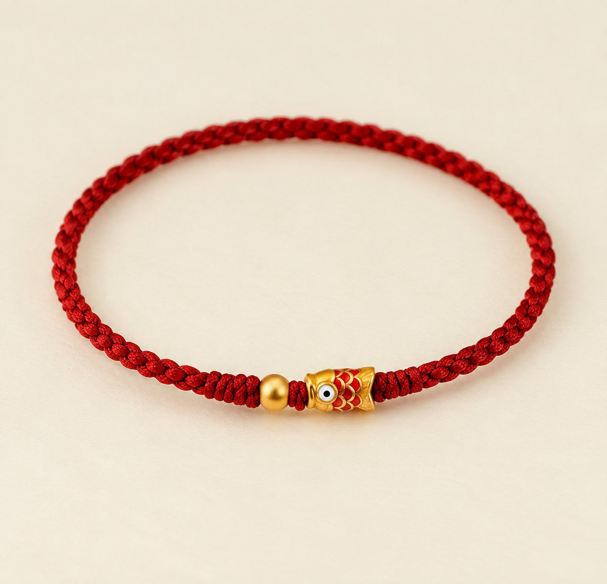 Red String Alloy Koi Fish Joy Good Luck Braided Bracelet