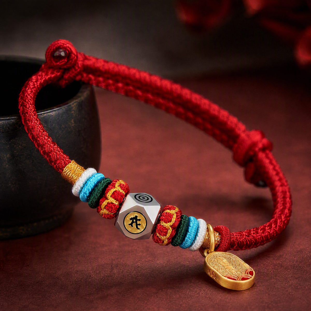 Red String Alloy Chinese Zodiac Guardian Wisdom Protection Braided Bracelet